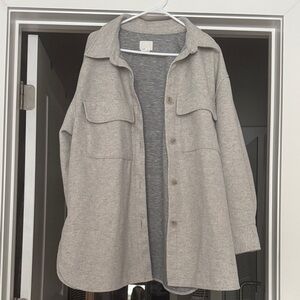 H&M Light Gray Thick Button-Down Shirt Jacket Shacket